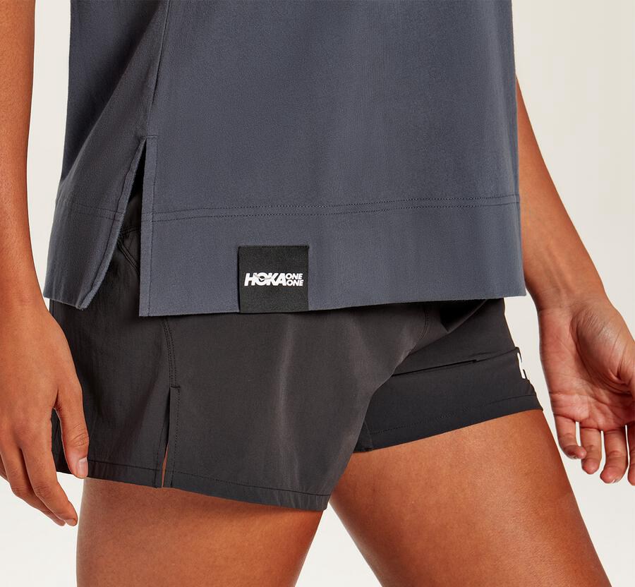 Hoka One One Womens Tee - Brand - Blue - QTCX08139